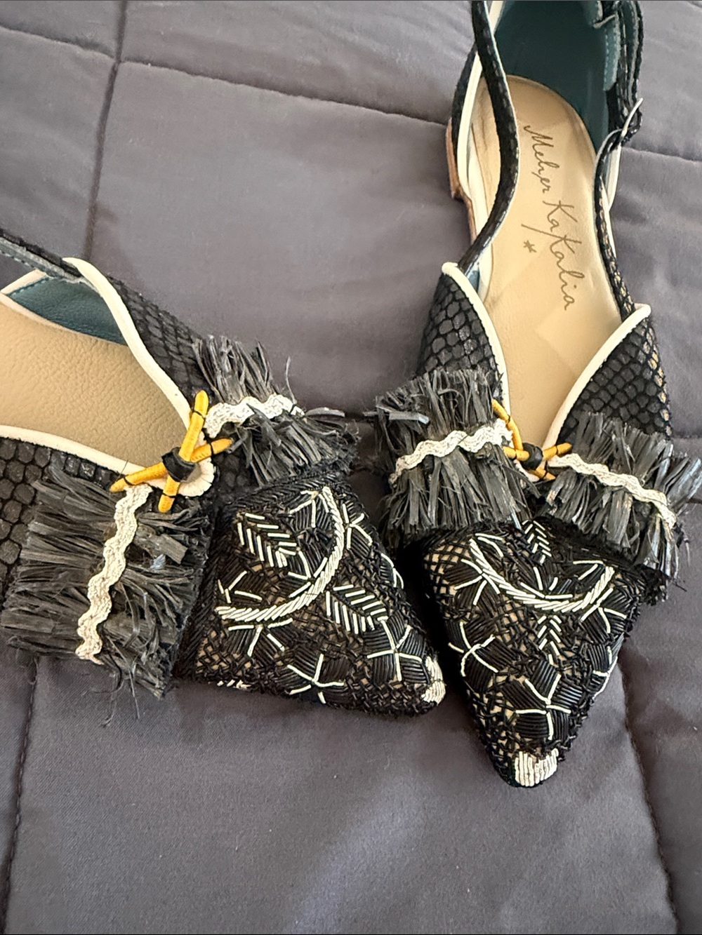 Meher Kakalia Textured Pointed Slingback Flats - Picture 3 of 4